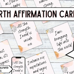 Cartes d'affirmation de grossesse et de naissance | affirmations imprimables pour le travail | Cadeau de naissance hypnose à téléchargement numérique | Naissance positive