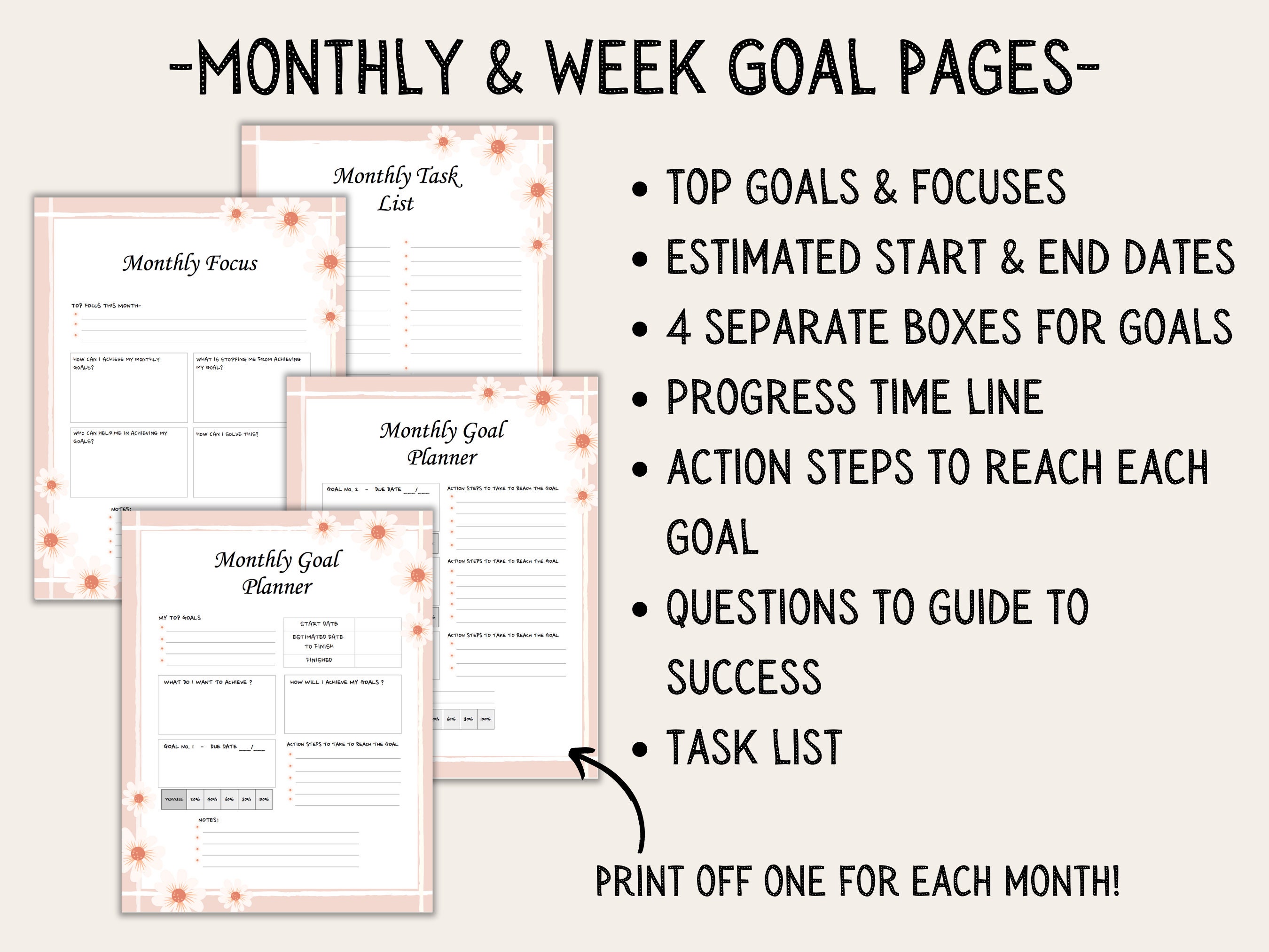 The Ultimate Printable Goal Planner | Monthly Planner, Weekly Planner ...