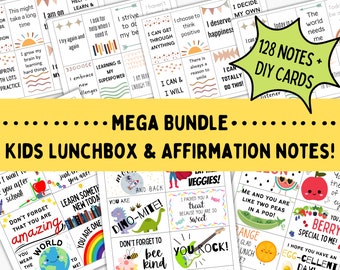Lunch Box Notes for Kids Mega Pack | Positive Affirmations for Kids Cards Bundle |  Lunchbox Notes Template | Daily Encouragement for Kids