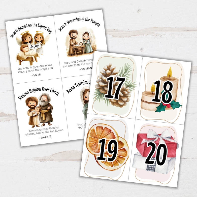 Printable Nativity Story Advent Calendar Cards | 25-day Christmas ...