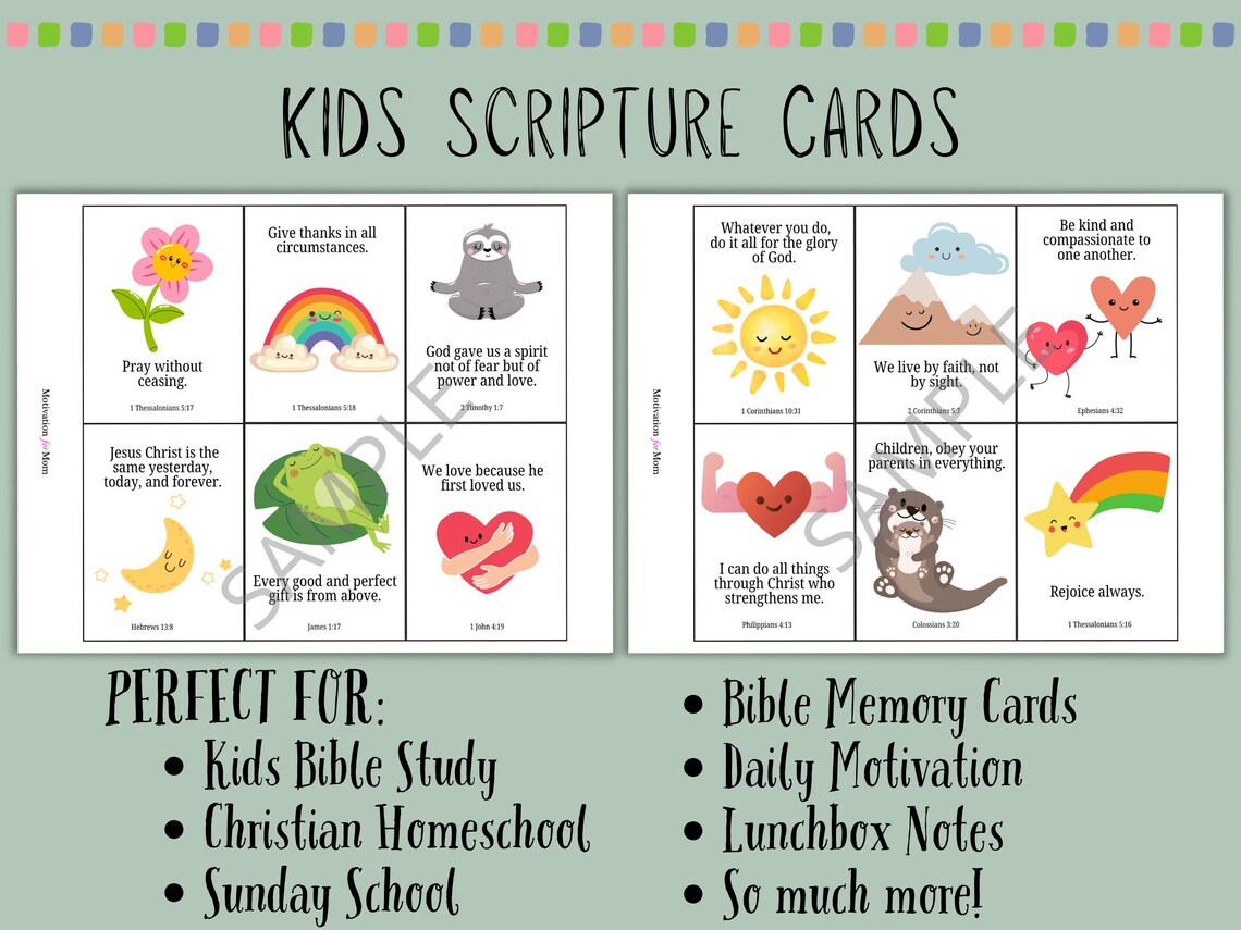 Bible Verse Cards for Kids | Printable Scripture Cards for Children ...