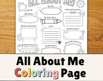 All About Me Coloring Page | First Day of School Activity | Back to School Printable | Getting to Know You Worksheet Teacher