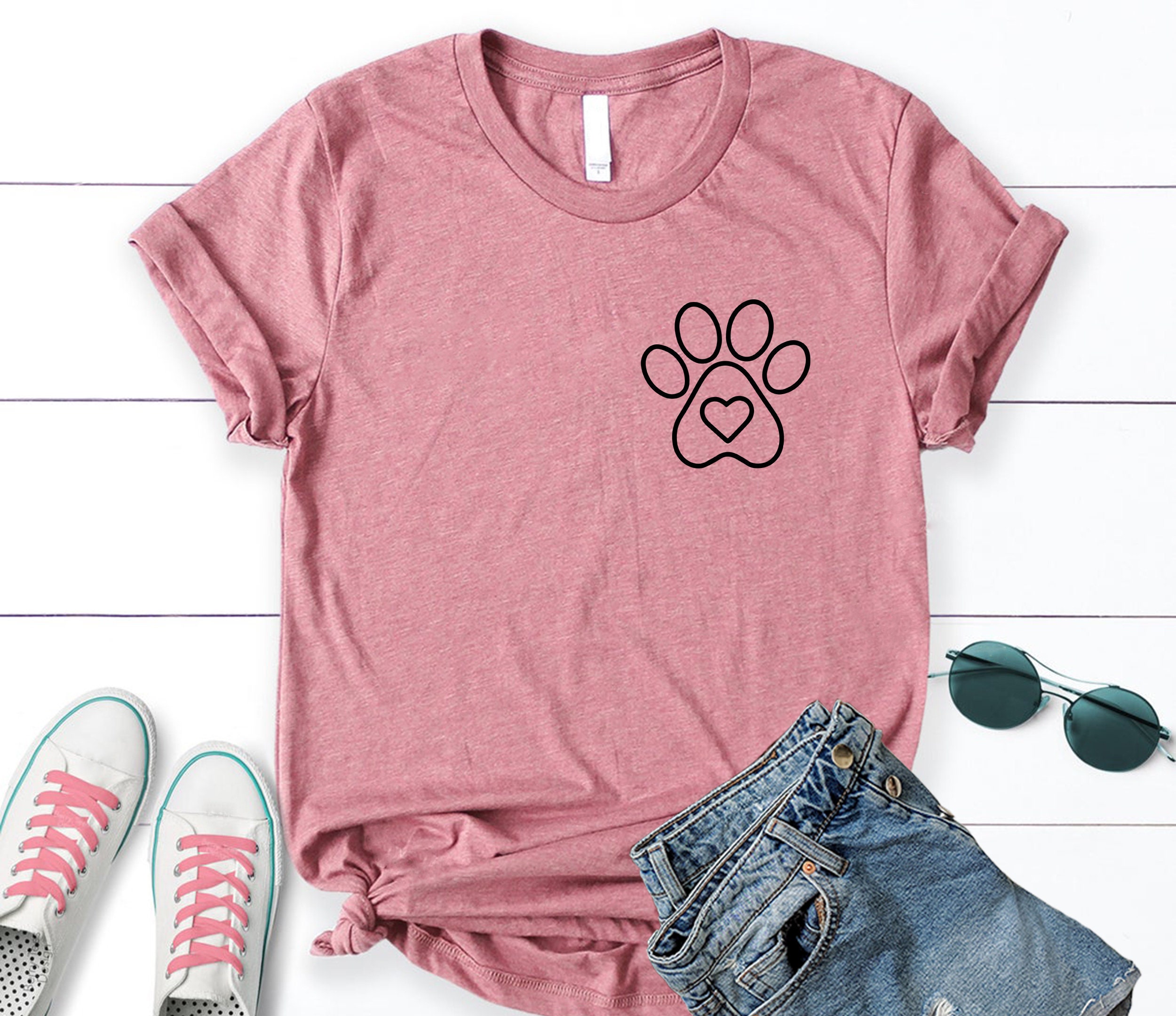 Dog Paw Shirt Pocket Paw Shirt Dog Paw T-Shirt Dog Mom Tee | Etsy