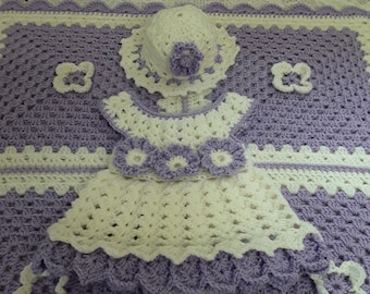 Crochet premie dress set, Crochet newborn baby dress, Baby Crochet Set, Newborn Baby-dress, Baby crochet-blanket, Crochet hat