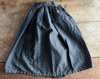 Antique Edwardian Hand Stitched Doll Skirt Black Print