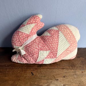 Vintage Antique Quilt Bunny Throw Pillow