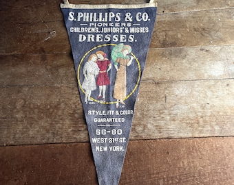 Rare Antique 1900 Women's Clothing Advertising Pennant