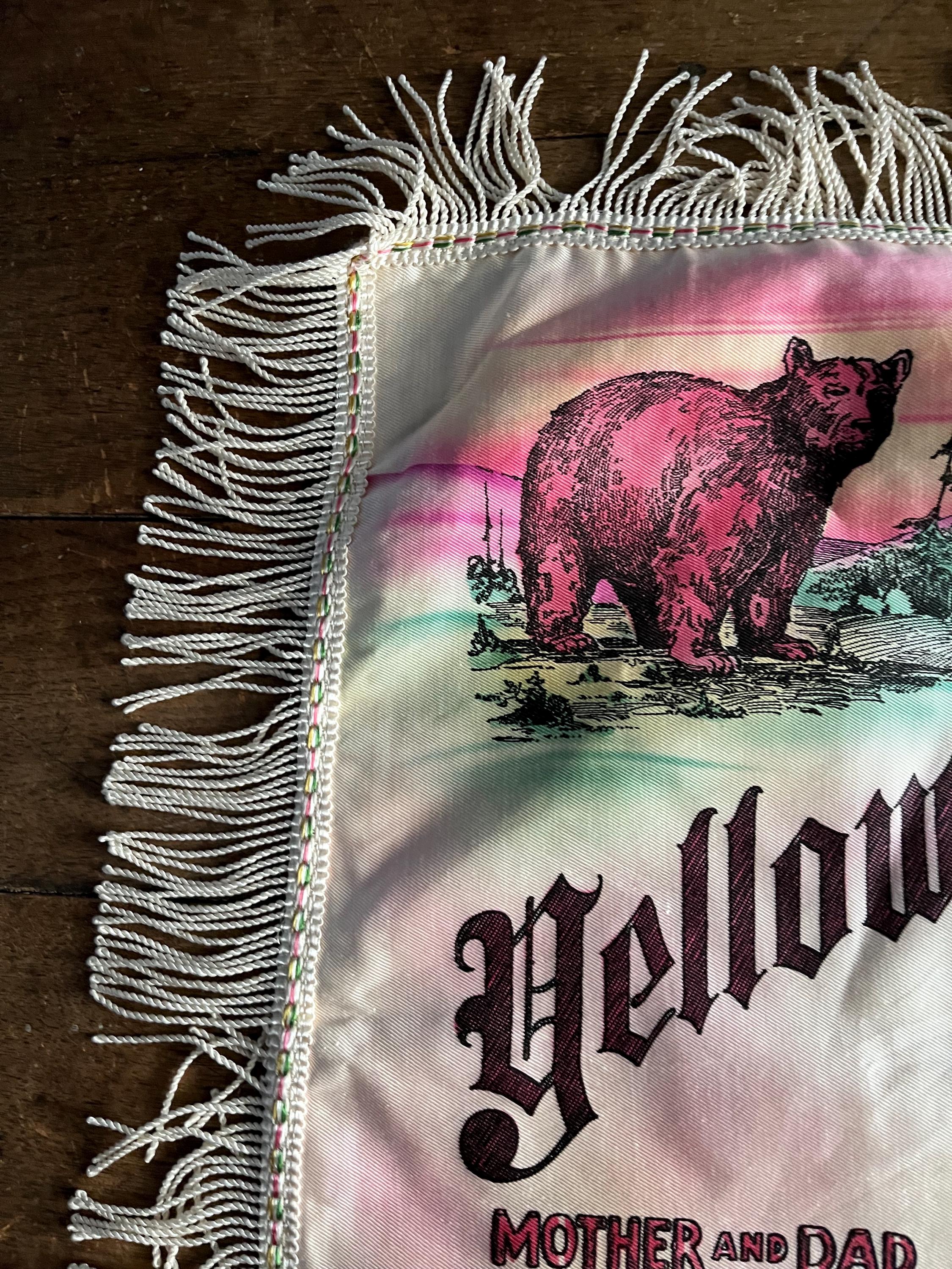 Vintage 1940s 1950s Yellowstone Souvenir Pillow Cover Mother and