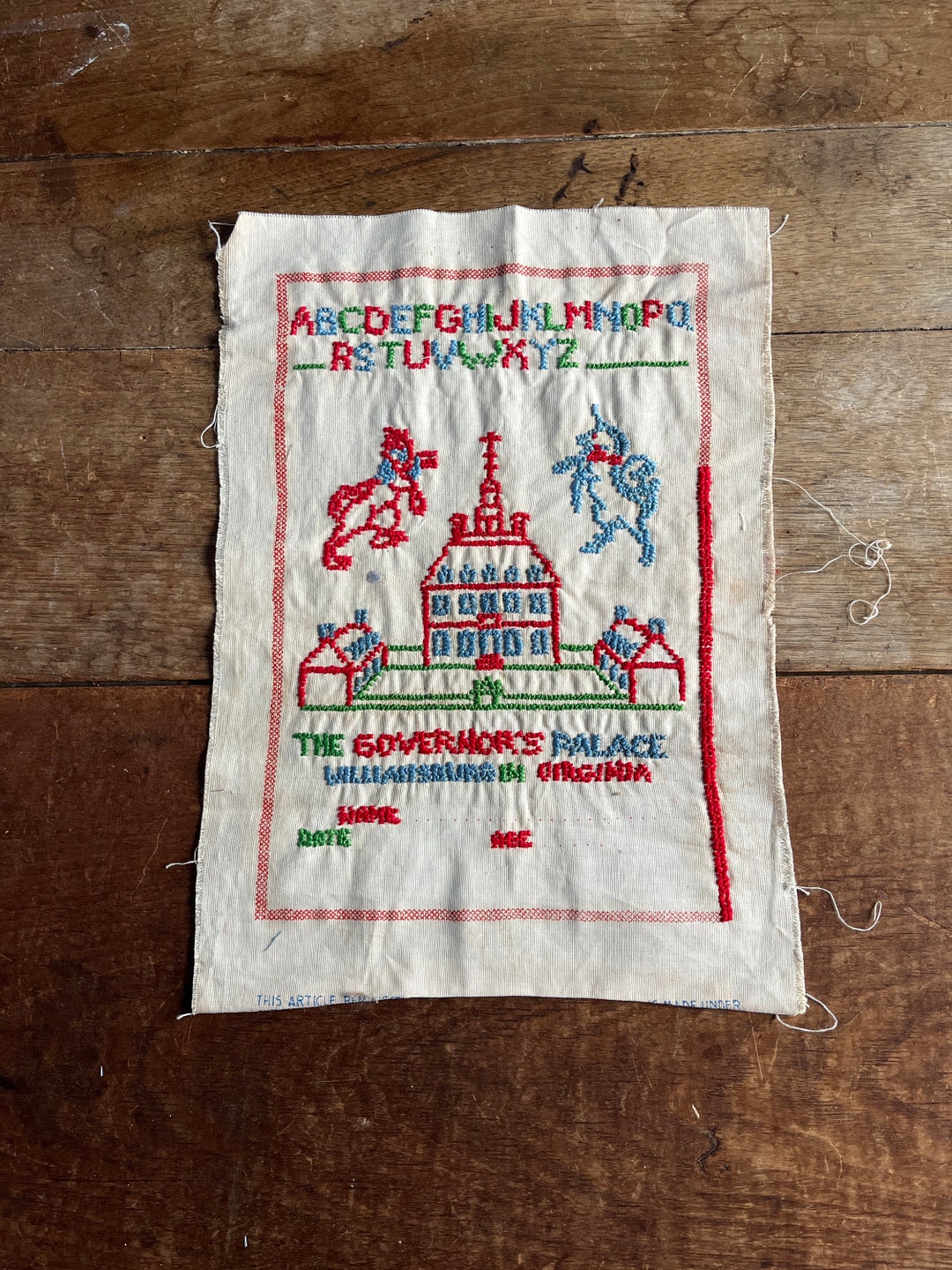 Vintage 1970s Sampler Alphabet Embroidery Colonial Williamsburg - Etsy