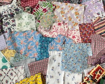 7 Pounds of Vintage 1940s 1950s Cotton Feedsack Scraps Prints Novelty