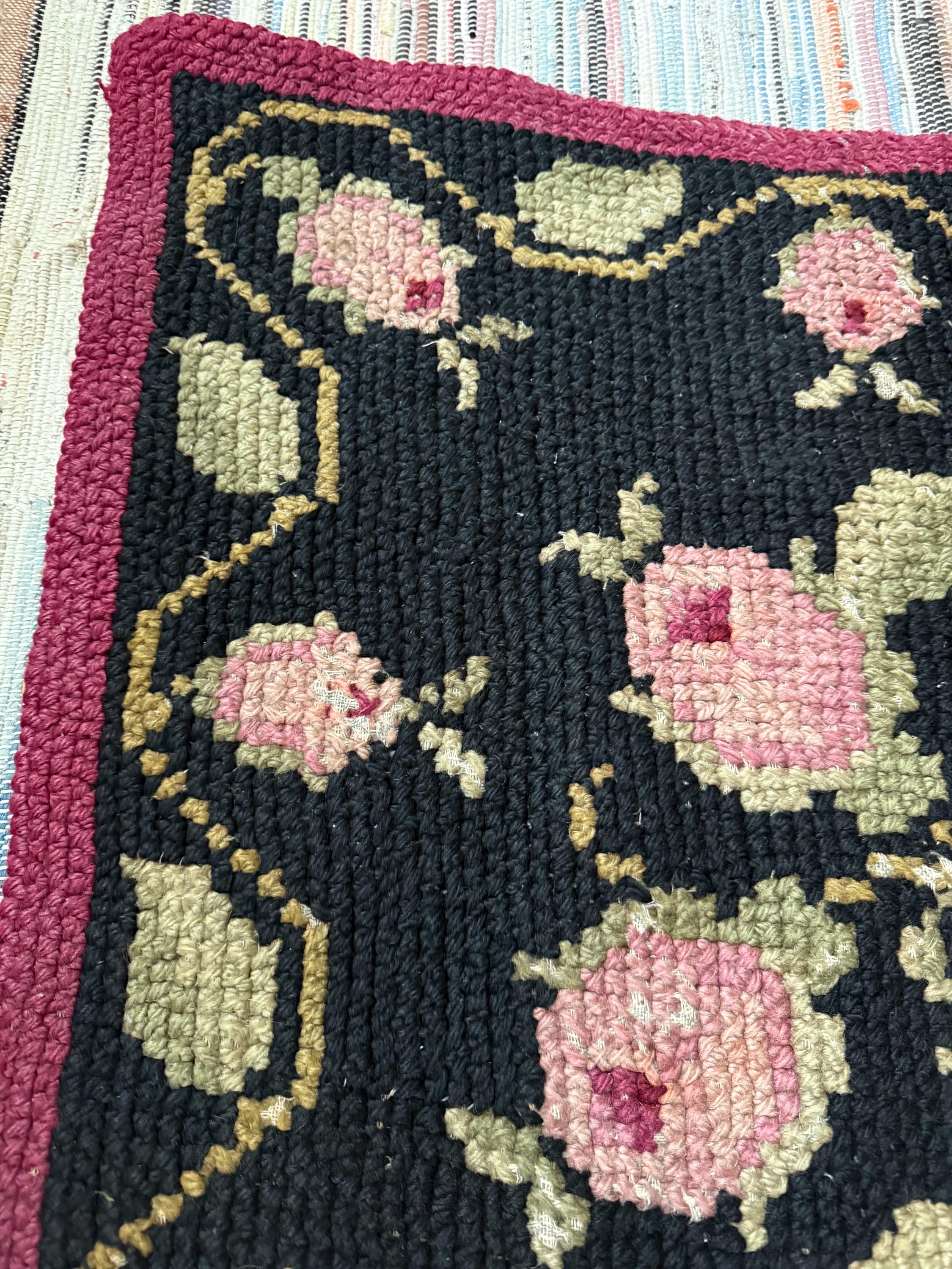 Vintage 1920s 1930s Pink Roses Hooked Rug - Etsy