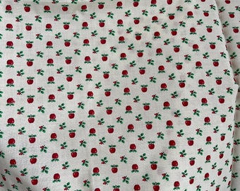 Small Red Apples Cotton Blend Fabric Yardage
