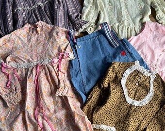 Lot of 6 - Vintage 1970s Young Girls Dresses Prints Bohemian