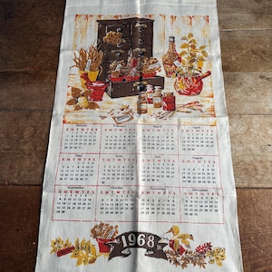 Vintage 1968 Calendar Towel - Etsy