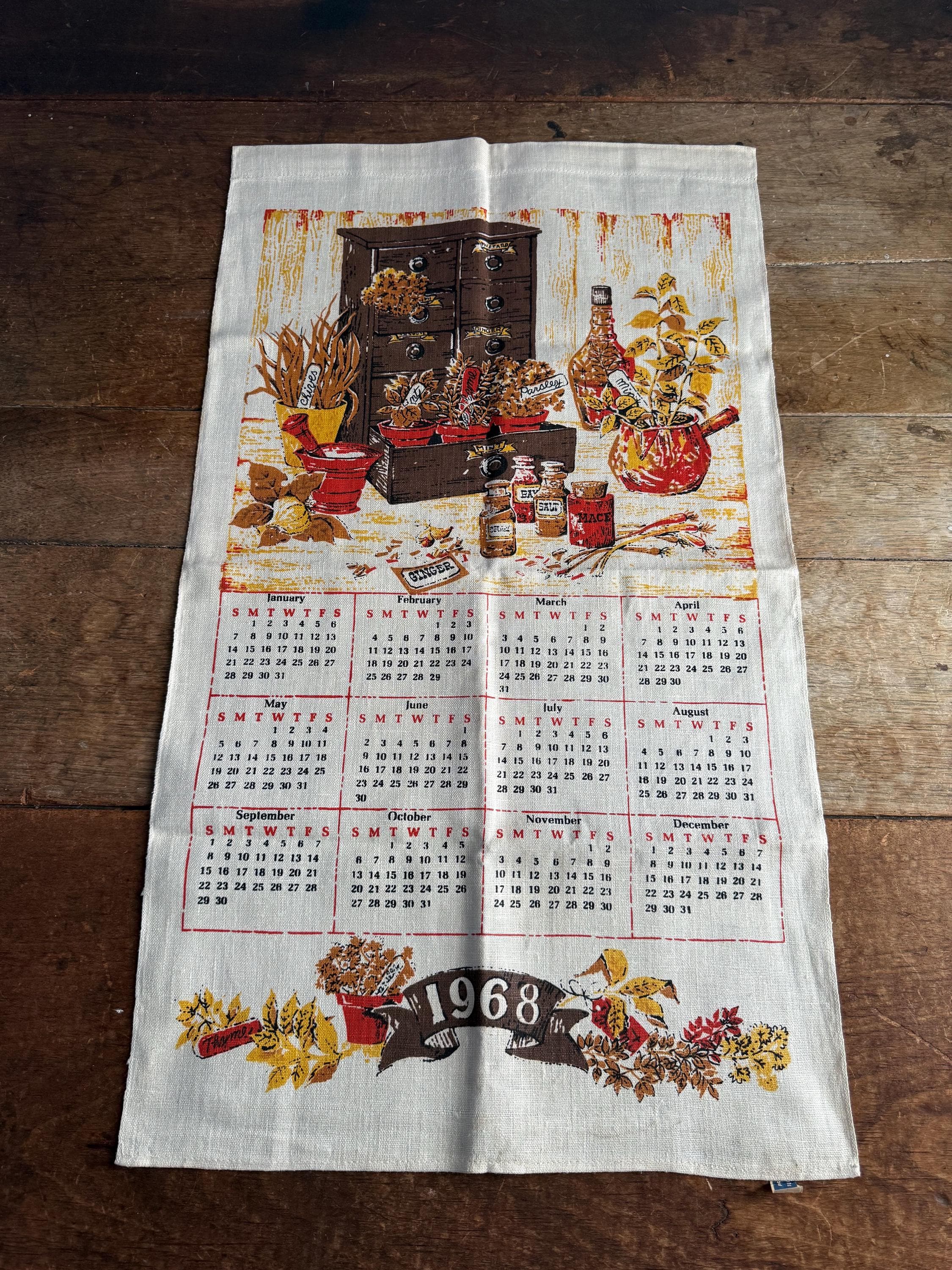 カレンダー+スケジュール 60s Vintage Fabric Calendar 1968 il_1080xN.6567442369_mcfg.jpg