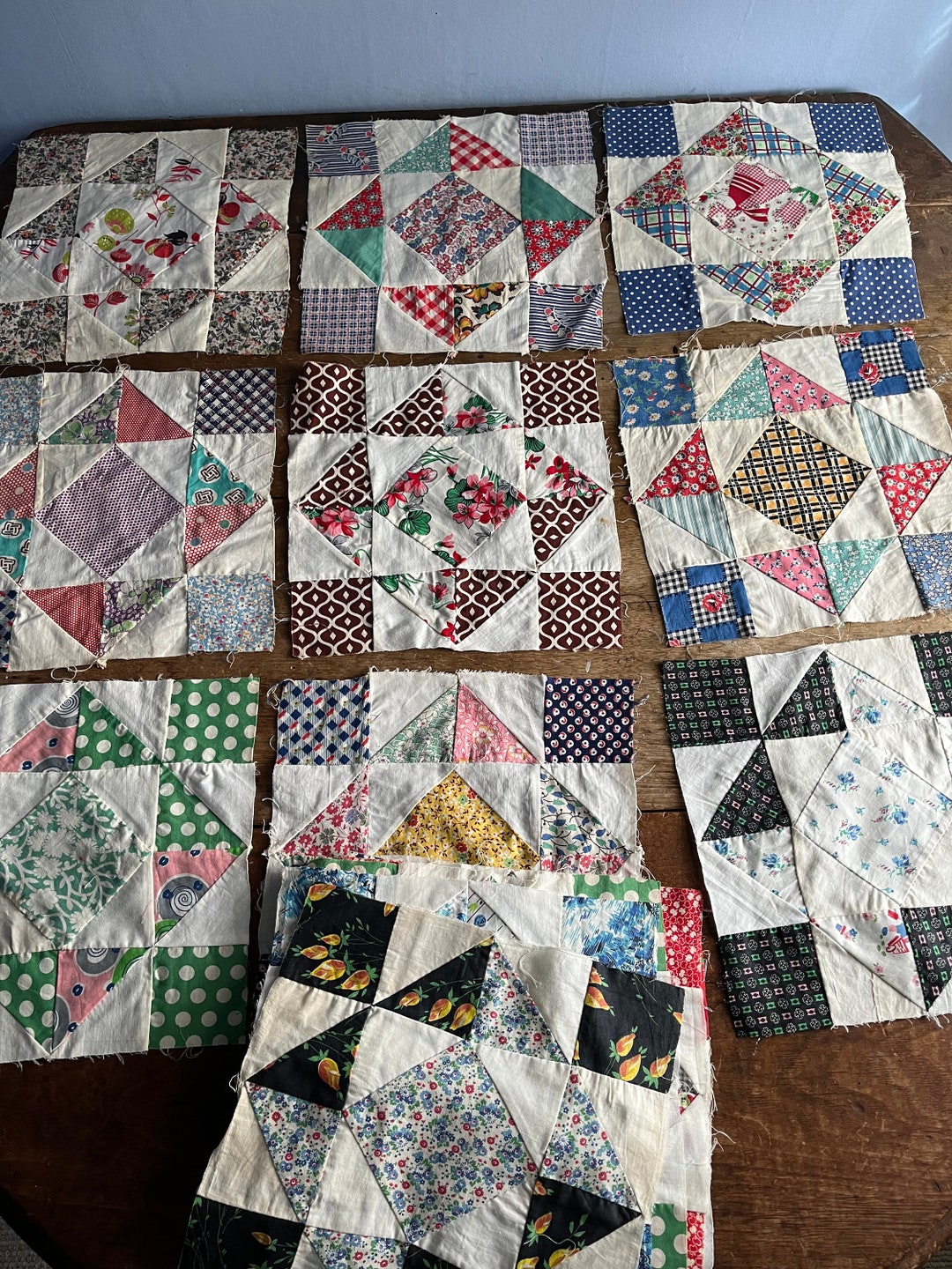 25 Vintage 1940s Hand Stitched Quilt Blocks Prints Box in Etsy