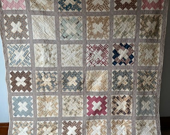 Antique 1890s Album Quilt Signatures Hand Stitched