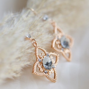 Hmong Inspired Rhinestone Flower Earrings: Lavender & Clear