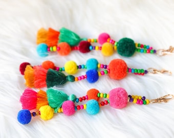 Pom Pom Tassel Keychain: Colorful Purse Accessory