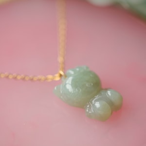Grade A Burma Jade Necklace: 18k Gold Stainless Steel Chain