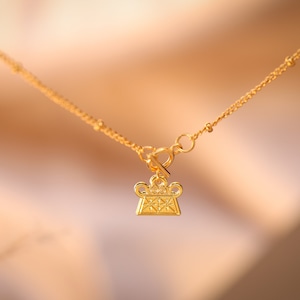 Dainty Hmong Charm Necklace: 14k Gold Toggle Clasp