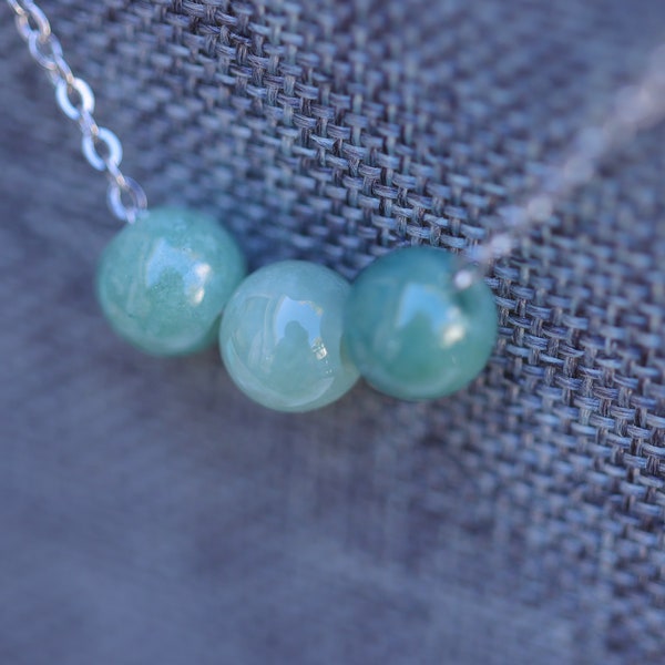 Grade A Jade Bead Necklace, Stainless Steel, 18k Gold, High polish jade, Gift for her