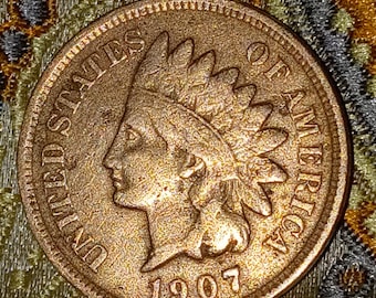 1907 very rare Indian head penny. A hard to find circulated. 123 year old coin