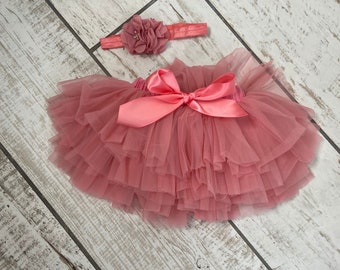 Conjunto de falda tutú y diadema para bebé niña, atuendo para su primer cumpleaños.