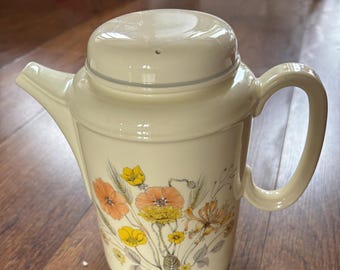 Cafetera vintage J&G Meakin: diseño de amapolas de seto