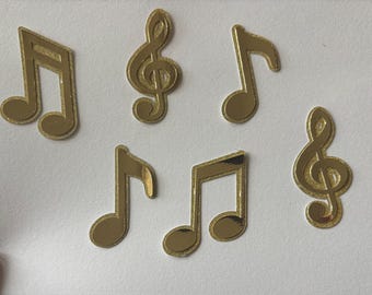Adornos brillantes para cupcakes con forma de notas musicales – Decoraciones para fiestas temáticas musicales, adornos para pasteles de doble capa, decoración musical para cumpleaños (juego de 6)