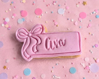 Biscuits avec nom personnalisé - Cadeaux personnalisés en forme de noeud de couleur pour les anniversaires, les baby showers et les événements