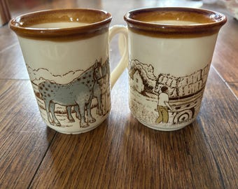 Taza vintage de cerámica repujada Biltons de los años 70, Inglaterra (2 diseños diferentes)