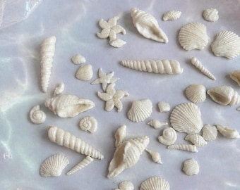Adornos comestibles de fondant con forma de concha marina para tartas / Decoraciones de sirenas en pasta de azúcar en tonos pastel para tartas