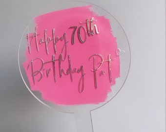 Adorno acrílico personalizado para tartas: decoración personalizada para tartas de cumpleaños, baby shower y tartas circulares.