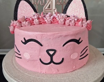Adorno para tarta de gato, adorno para tarta con cara de gato, adorno para tarta de primer cumpleaños, adorno para tarta de gatito