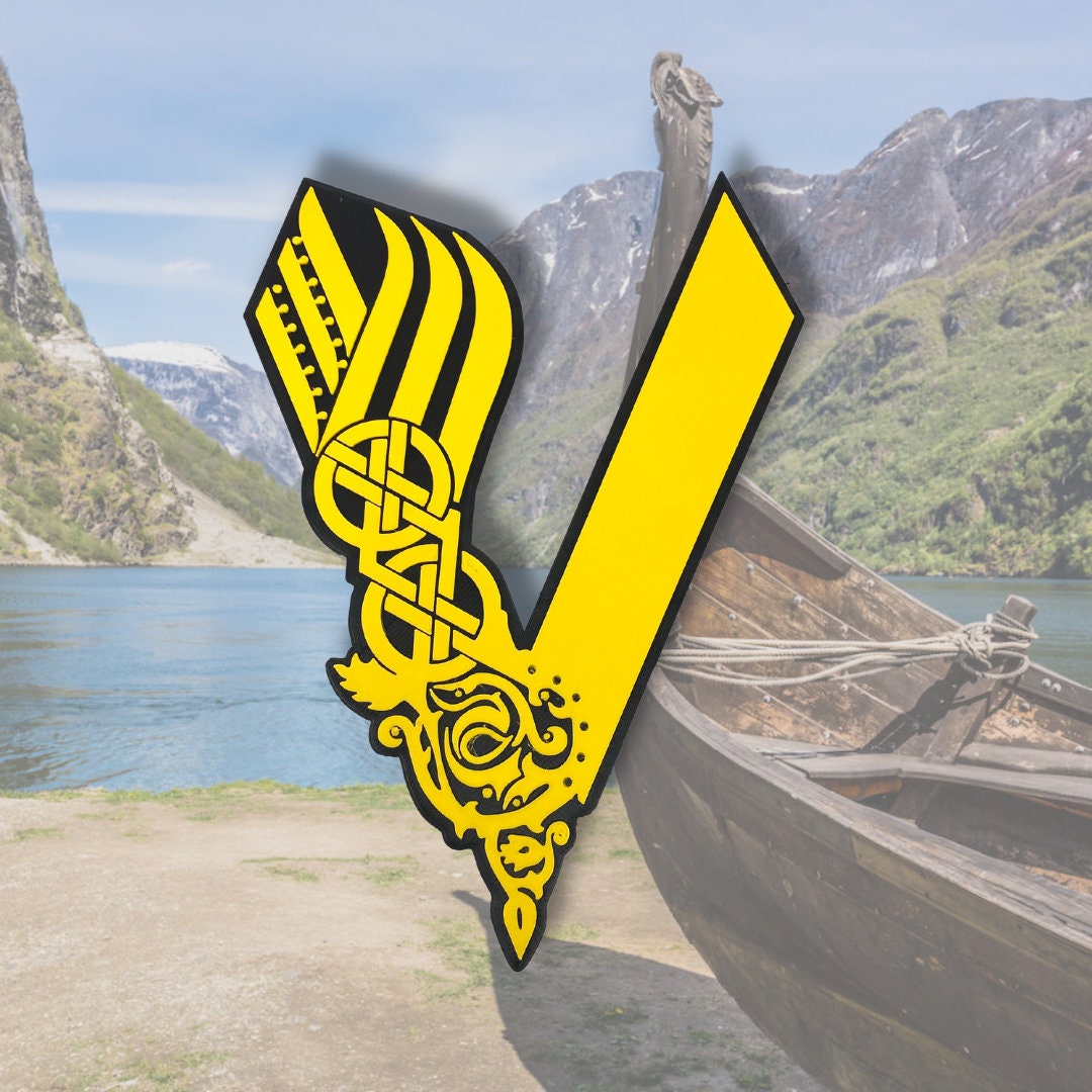 The Nordic Viking Wall Art Black & Yellow Decorative Wall Sign Made in