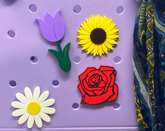 BOGLETS - Abalorios de flores - Compatible con todas las bolsas de goma - Abalorio decorativo - Fabricado en EE. UU.