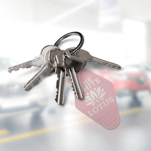 White Lotus Keychain - Resort & Spa Decorative Key Tag - Made in USA!