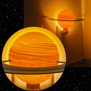 Planet Saturn Nachtlicht | Durchscheinendes Nachtlicht mit Genauer Saturn Geographie | 4 &quot;Lithophane Planet Nachtlichter Perfekt für Schlafzimmer