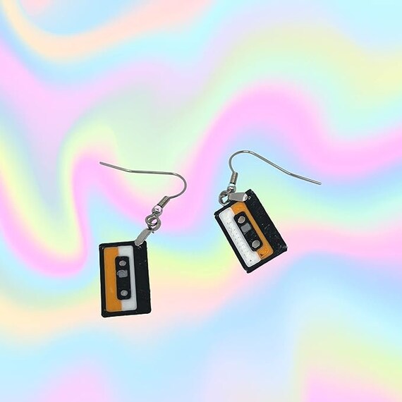 Cassette Tape  Replica Earrings Set | 90s Party Costume Essentials | Set of Two Cassette Tape Earrings | Made in USA