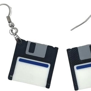 Chatelet Floppy Disk Replica Earrings Set | 90s Party Costume Essentials | Set of Two Floppy Disk Earrings
