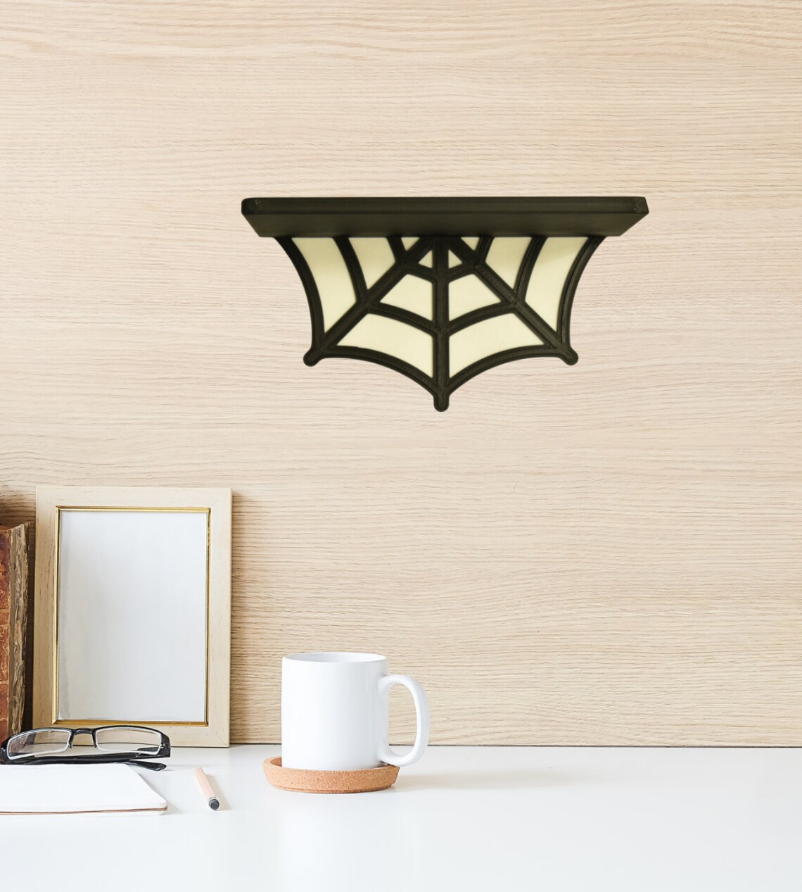 Spider Web Floating Shelf | Spooky Halloween Decor Shelf | 9" Wide X 5 ...