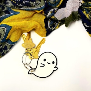 Cute Halloween Kawaii Ghost Keychain - Attach your keys and keeps your bags stylish and cute! - Made in the USA!