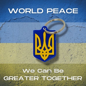 Ukraine Trident Coat of Arms Keychain 2-Pack - Show your Support for Ukraine - Wide Hard Plastic Decorative Keychain