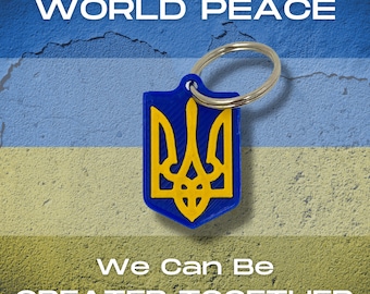 Ukraine Trident Coat of Arms Keychain 2-Pack - Show your Support for Ukraine - Wide Hard Plastic Decorative Keychain