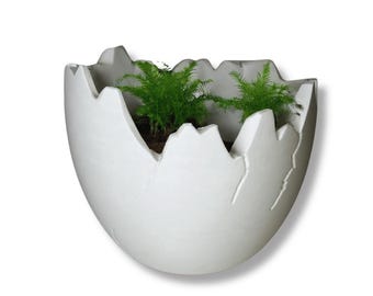 Dinosaur Egg Shell Planter | Unique Dinosaur Tabletop Indoor or Outdoor Planter Pot | Flowers, Succulents, or Vegetable Pot