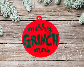 Merry Grinchmas Christmas Ornament - Decorative Holiday Ornament - Made in The USA