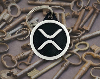 Ripple XRP Keychain Cryptocurrency Logo - Black & White  - Perfect for Cryptocurrency XRP token Fans! Made in the USA!