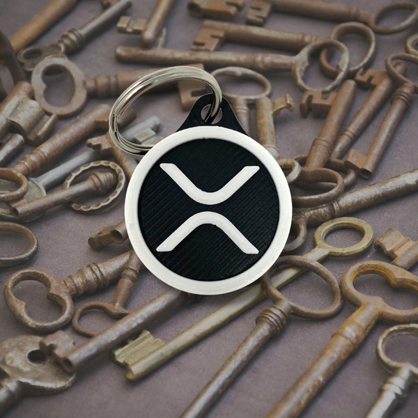 Ripple XRP Keychain Cryptocurrency Logo - Black & White  - Perfect for Cryptocurrency XRP token Fans! Made in the USA!