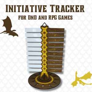 Initiative Tracker for DND Dungeons & Dragons Tabletop RPG | Turn Tracker for RPG | Wood Laser Cut Design with 20 Tabs